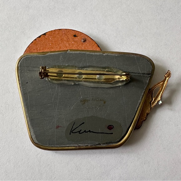 Artisan Designed Signed Antique Watch Parts Elgin Gruen Steampunk Brooch Pin - Picture 12 of 15